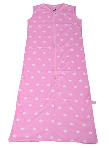 Baby Schlafsack mit Reißverschluss Babyschlafsack ohne Ärmel Sterne Muster Grau IW051 (110 cm, Sommer-Schlafsack / Rosa)