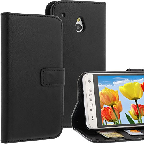 subtel® Smart Case für HTC One Mini (M4) Kunstleder Tasche mit Standfunktion Flip Cover Schutzhülle Etui schwarz