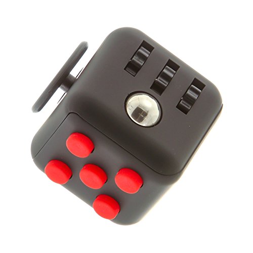 Be Squared Stresswürfel wie Fidget Cube - Gadget / Spielzeug gegen Stress, unruhige Hände, Perfekt für nervöse Finger zur Ablenkung (Schwarz/Rot)