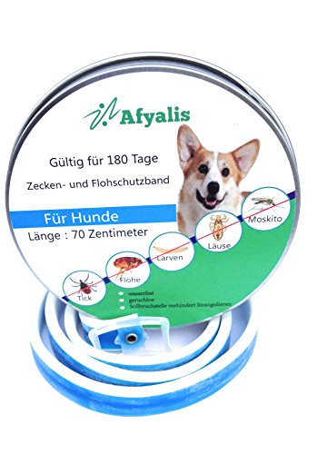 Afyalis Zeckenhalsband, Flohhalsband und Ungezieferhalsband für Hunde,Zeckenschutz und Flohschutz gegen Parasiten, Hundepflege mit 6 Monate Schutz 70cm (8+kg)