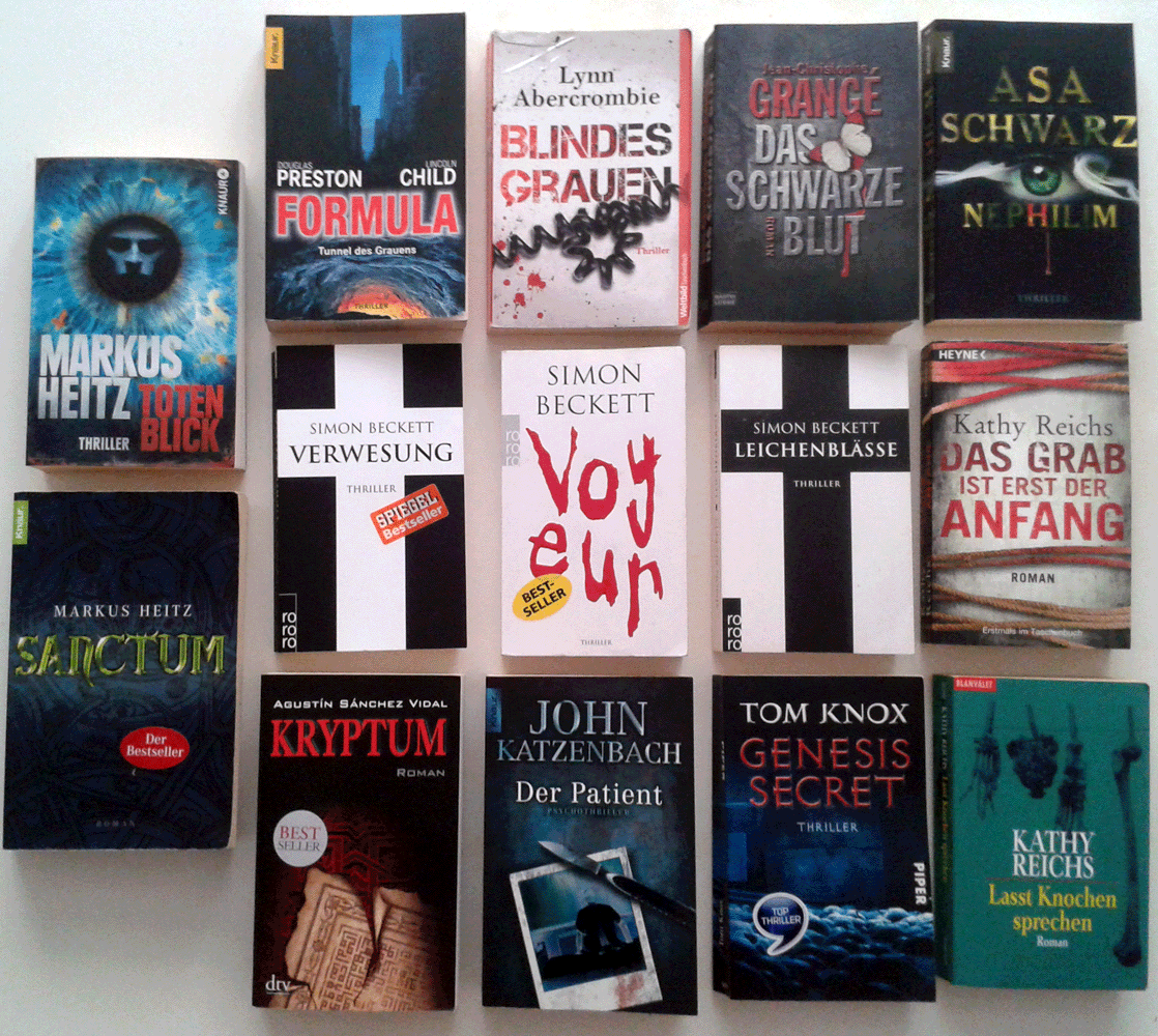 14 Thriller, verschiedene Bestseller-Autoren - Bücherpaket 