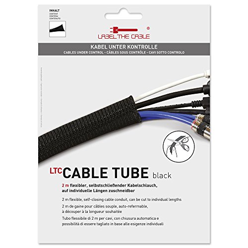 Label-the-cable Kabelschlauch, Kabelschutz, Kabelkanal: gewebter Kabelmantel, Selbstschließend, Zuschneidbar, sehr Flexibel und Robust/ LTC Cable Tube bk, 1 Stück, 2 m, Schwarz, LTC 5110