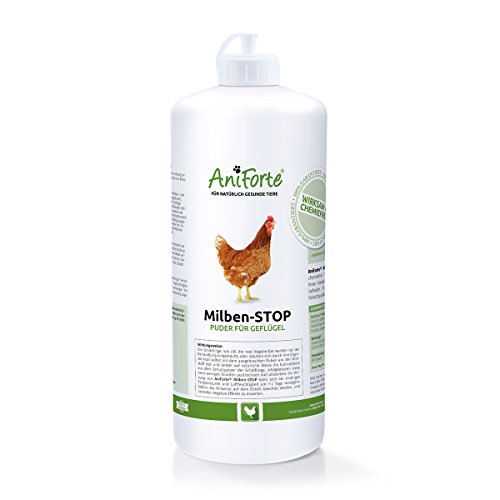 AniForte® Milben-Stop Puder 1 Liter in praktischer Stäube-Flasche - Naturprodukt für Hühner