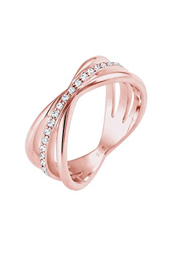 Elli Premium Damen-Ring Wickel 925 Silber weiß Rundschliff Gr. 56 (17.8) - 0601181717_56