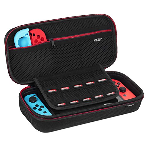 Nintendo Switch Tasche, Keten Hülle für Switch Konsole & Spiele, Joy-Con und Zubehör, [neueste Ausgabe] Hartschalentasche, Schutzhülle mit Platz für 10 Spiele Switch Travel Case
