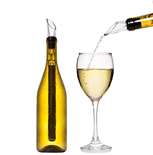 Luxamel Weinkühlstab Weinkühler Kühlstab mit Ausgießer Weinausgießer Edelstahl Ausgießer Belüfter ideal für Wein und Champagner