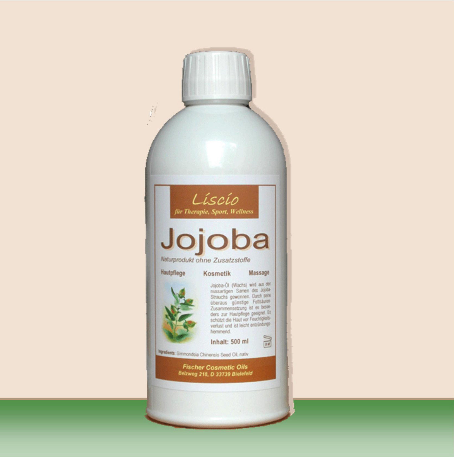 Jojoba Jojobaöl kaltgepresst 500 ml in goldgelber DAC-Qualität inkl. Dosierpumpe
