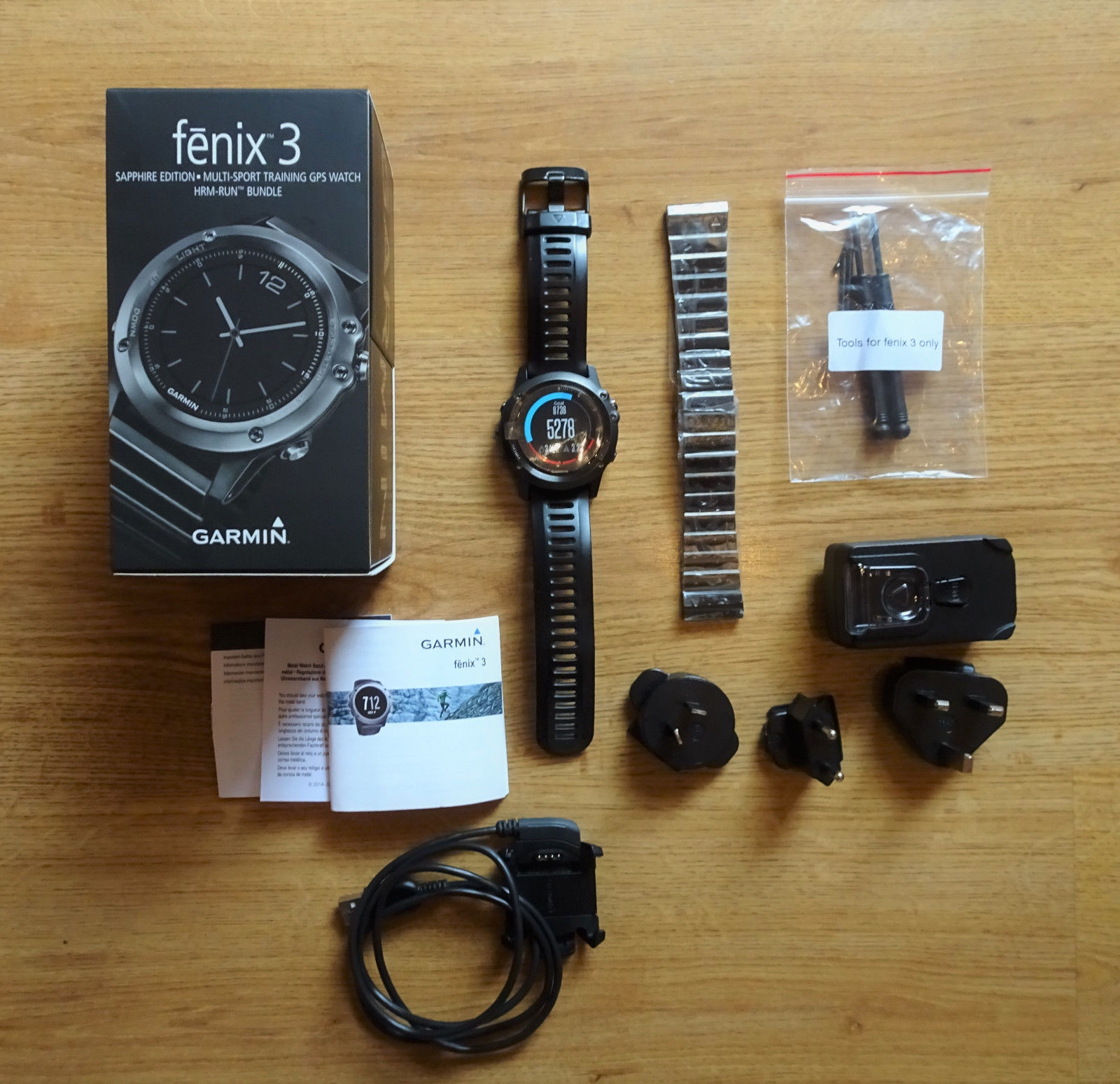 Garmin Fenix 3 Saphir Multisport GPS Uhr mit Edelstahlarmband OVP