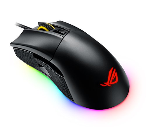 Asus ROG Gladius 2 optische Gaming Maus (12000 DPI, RGB Aura Unterstützung, ergonomisches Design, abnehmbares Kabel) stahlgrau