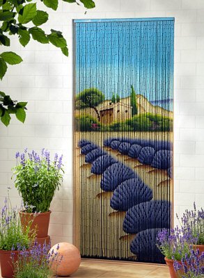Bambusvorhang Türvorhang Dekovorhang Modell Lavendel 90 Stränge 90cm x 200cm mit Aufhängeleiste