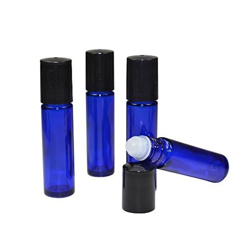 3 x 10ml Blue Glass Roller Flasche mit schwarzer Kappe - eine perfekte Rolle auf Flasche für Parfümöle, Lipgloss, wertvollen Ölen und Aromatherapie.
