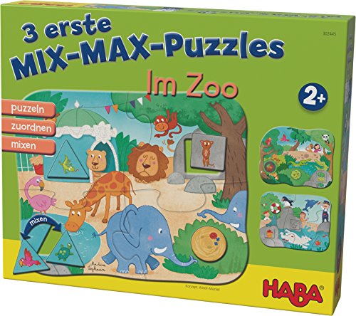 HABA 302545 - 3 Mix-Max Puzzles - Im Zoo