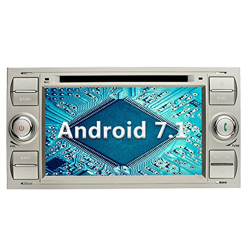 YINUO 7 Zoll 2 Din Android 7.1.1 Nougat 2GB RAM Quad Core Autoradio Moniceiver DVD GPS Navigation 1080P OEM Stecker Canbus 7 Farbe Tastenbeleuchtung für Ford C-Max/Connect/Fiesta/Focus/Fusion/Galaxy/Kuga S-Max/Transit/Mondeo Silber Unterstützt DAB+ Blueto