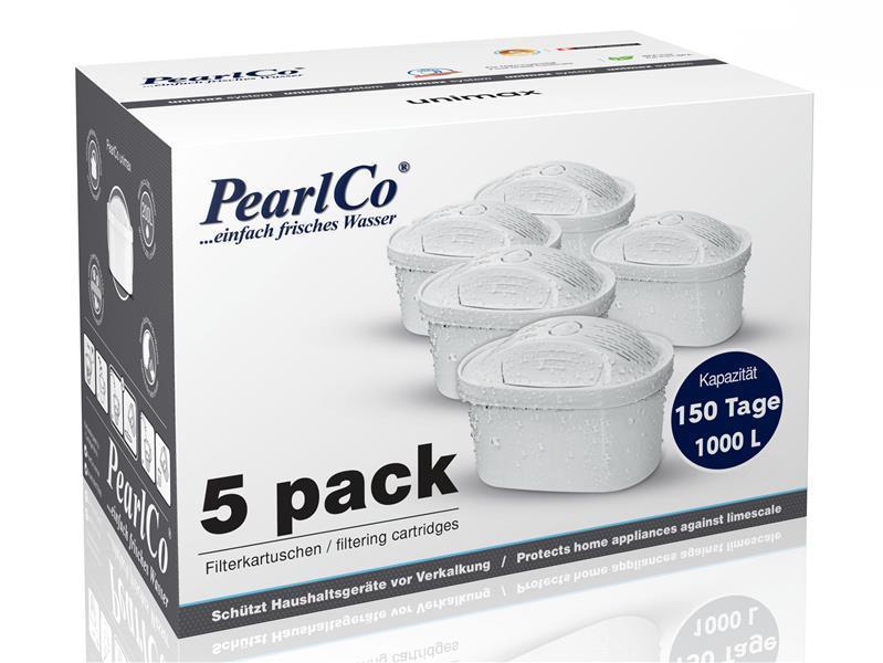 PearlCo UNIMAX Wasserfilter Kartuschen Pack 5 (kompatibel mit BRITA Maxtra)