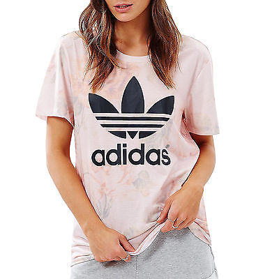 adidas Originals Womens Pastel Rose Crewneck Logo T Shirt Top - (B Grade)