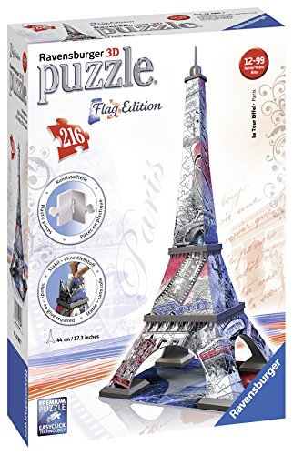 Ravensburger 12580 - Flag Edition Eiffelturm - 3D Puzzle-Bauwerke, 216 Teile