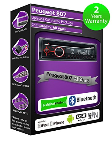 Peugeot 807 DAB Radio, Clarion Stereo Bluetooth Kit spielt AUX USB Smartphone