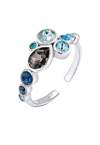 Elli Damen-Ring Bezel 925 Silber blau Rundschliff Swarovski Kristalle Gr. 54 (17.2) - 0601181917_54