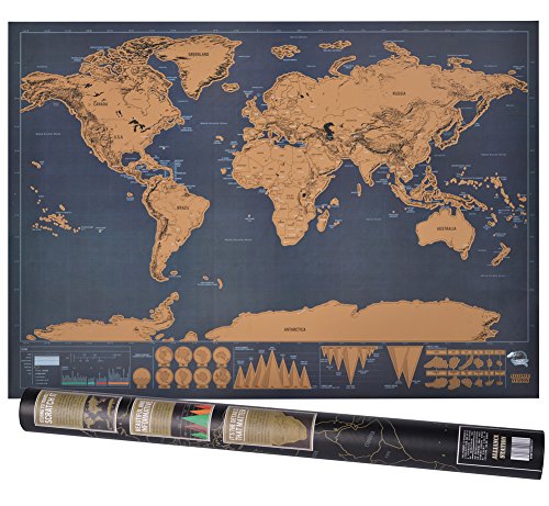 Weltkarte zum Rubbeln, Rubbel Weltkarte mit Plektrums, Geschenk und Erinnerung für Reisende (XXL-Schwarz | 82 x 60 cm),von Tarent