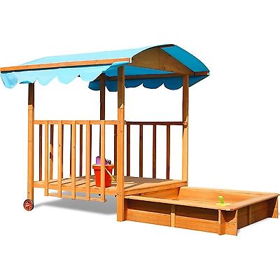 Sandkasten mit überdachter Spielveranda - Dach Holz NEU - Abdeckung - XL