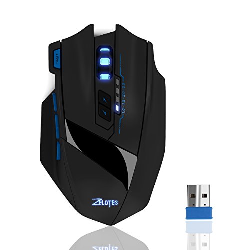 Dual Mode Gaming Maus, ECHTPower 2.4GHz Wireless Gaming Mouse & USB Kabelgebundene Gaming Maus mit 2x Wiederaufladbaren Akku für Pro Gamer, Ergonomisch, Optisch, 9 Tasten, 2500DPI, Nano Empfänger
