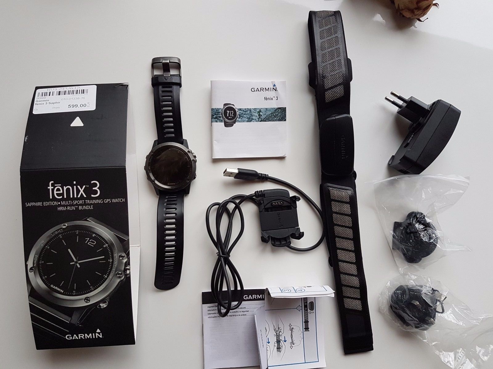 GARMIN Fenix 3 Saphir, Smart Watch, GPS, Multisport Uhr, Schwarz mit OVP