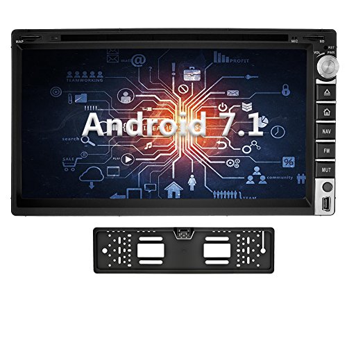 YINUO 6.95'' Zoll Android 7.1.1 Nougat 2GB RAM Quad Core 2 DIN universal Autoradio Moniceiver GPS Navigation mit Bluetooth 7 Farbe Tastenbeleuchtung DVD-Spieler IPOD und USB SD Funktion Unterstützt DAB+ Bluetooth OBD2 Wlan (Autoradio mit Kamera 4)