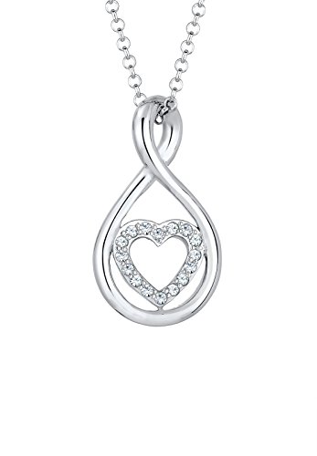 Elli Damen-Kette mit Anhänger Infinity Herz 925 Silber Swarovski Kristalle weiß Rundschliff 45 cm 0101151717_45