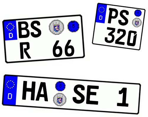 Wunschkennzeichen für Modellauto und Motorrad hochglänzend und selbstklebend für alle Maßstäbe 1/10 1/12 1/18 1/24 1/32 1/43 1/64 1/72 1/87