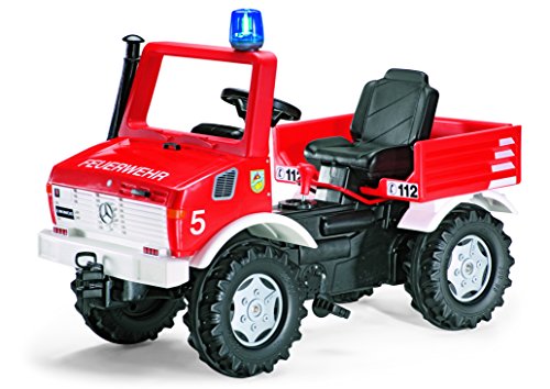 Rolly Toys 036639 Feuerwehr Unimog Farmtrac classic inklusive Rundumleuchte Flashlight, mit Kettenantrieb, Schaltung, Handbremse (für Kinder von 3 – 8 Jahren, TÜV/GS geprüft, Farbe: Rot)
