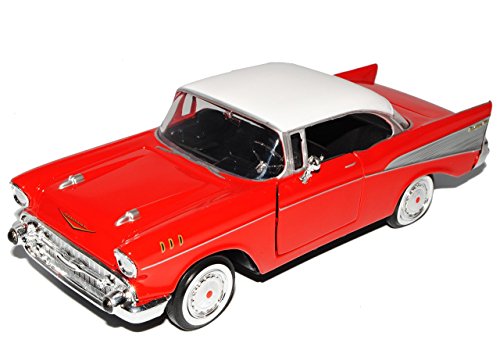 Chevrolet Chevy Bel Air 1957 Rot Coupe Oldtimer 1/24 Motormax Modellauto Modell Auto