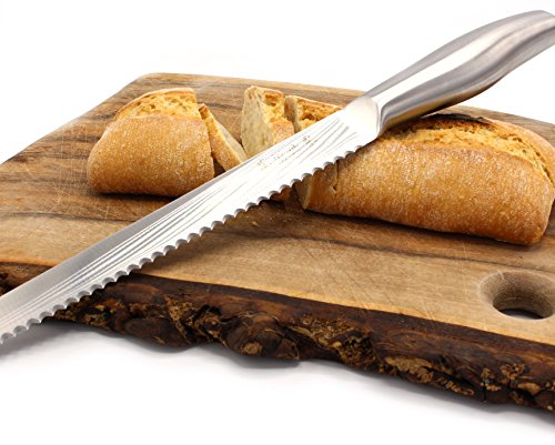 Brotmesser Edelstahl - langes Brotsäge Messer 35cm mit Wellenschliff - 10 Jahre Garantie