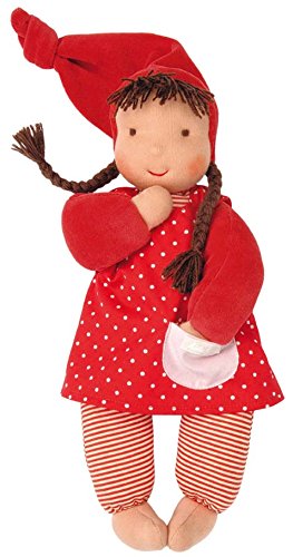 Käthe Kruse Stoff-Baby Puppe Schatzi mit Zipfelmütze in der Farbe Rot