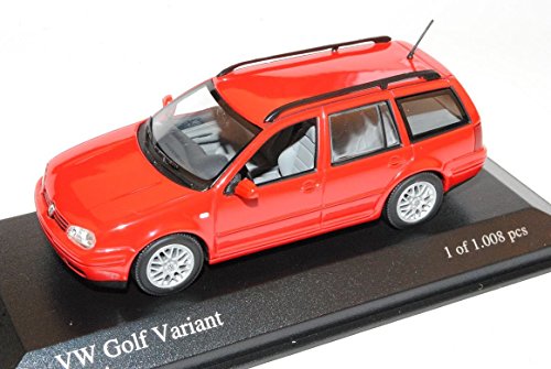 VW Volkswagen Golf IV Variant Kombi 1997-2004 Rot 1/43 Minichamps Modell Auto mit individiuellem Wunschkennzeichen