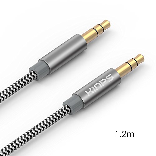 Aux-Kabel, Kinps 1,2m Nylon geflochten Audiokabel klinke 3,5mm für auto,Kopfhörer,Lautsprecher, iPhone, iPad, iPod, Samsung, und MP3 Player.