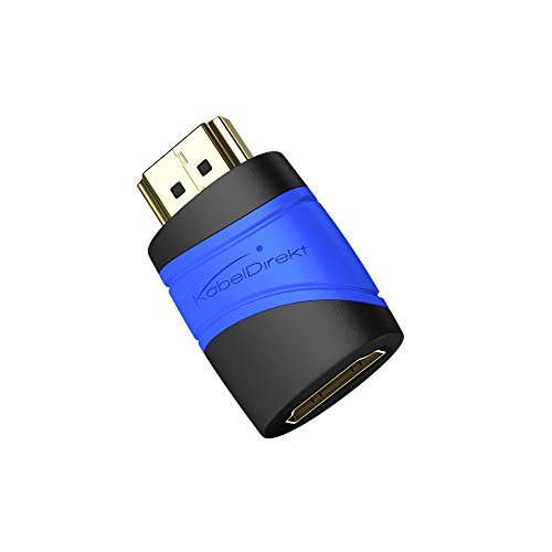 KabelDirekt HDMI Adapter Buchse>Stecker (High Speed mit Ethernet) kompatibel zu HDMI 1.4/2.0/2.0a/2.0b) – TOP Series