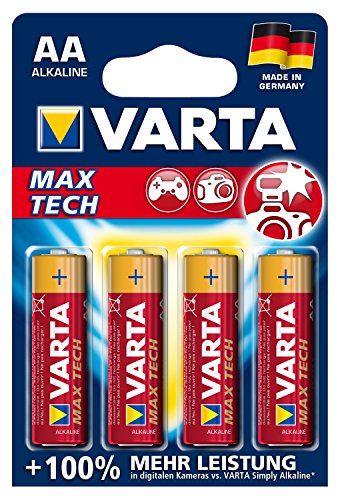 Varta Max Tech AA Mignon LR06 Alkaline Batterien (geeignet für Spielzeug und Alltagsgeräte) 4er Pack