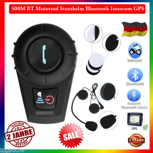 500M BT Motorrad Sturzhelm Intercom Bluetooth Gegensprechanlage GPS MP3 Headset