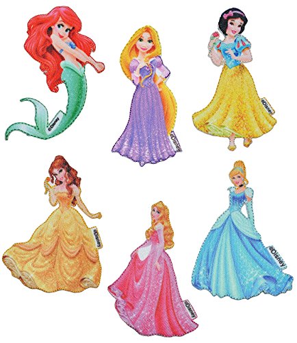 2 tlg. Set: Bügelbilder - Prinzessinnen - 6,5 cm * 11 cm - Disney Prinzessin / Princess - Aufnäher Applikation - gewebter Flicken - Schneewittchen, Rapunzel, Cinderella, Arielle