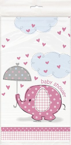 Tischdecke für Babyparty, Elefantenmotiv, aus Kunststoff, 2,1 x 1,4 m, Pink