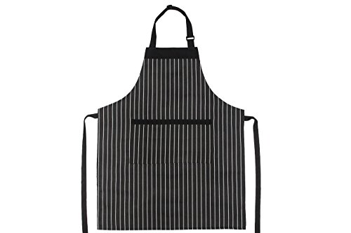 Schürze Küchenschürze Kochschürze Grillschürze 85 cm x 72 cm Unisex FRITZI & FRANZ schwarz mit Nadelstreifen und verstellbarem Nackenband - SCHÜRZENKULT
