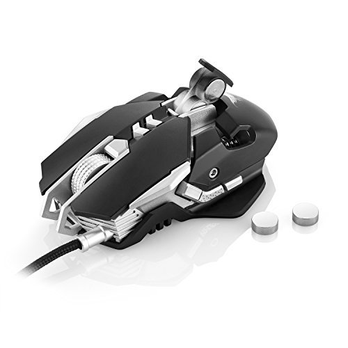 COMBATERWING USB Gaming Maus für Professionelle Gamer, 7 Programmtasten, LED-Optisch, Ergonomische, DPI verstellbar, Aluminium-Basis (Schwarz)