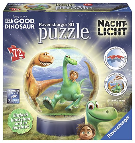 Ravensburger 12167 3-D Puzzles, the good dinosaur, 72 Teile, 3D Puzzle-Ball Nachtlicht