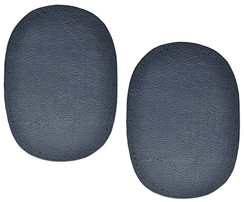 2 Stk. Nappa - echtes Leder Flicken - dunkel blau - 10 cm * 13 cm - oval - Aufnäher zum Aufnähen / Applikation aus Nappaleder