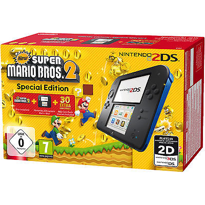 NINTENDO 2DS Schwarz/Blau + New Super Mario Bros. 2 (Special Edition)