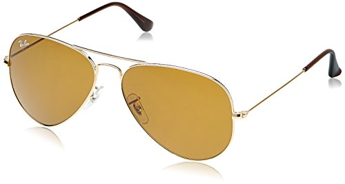 Ray Ban Unisex Sonnenbrille Aviator, Gr. Large (Herstellergröße: 58), Gold  (gold 001/33, Gläser: kristall braun)