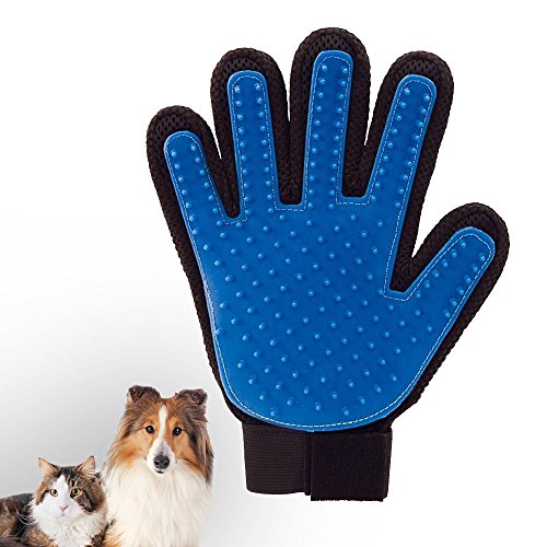 angeloo Pet Bürste Handschuh Hund Katze Fellpflege Handschuh Massage Handschuhe real touch deShedding Handschuh Haar Entferner Bürste (rechte Hand)