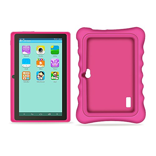 YUNTAB Q88H 7 „Touch Tablet Kinder 1024X600 HD Auflösung 8GB Android 4.4 OS Quad Core Bluetooth Play Store mit Silikon-Hülle (Rosa)