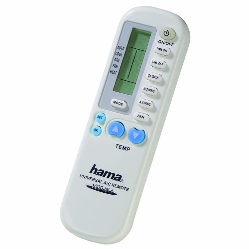Hama Universal-Fernbedienung für Klimaanlagen, 1000in1 (IR Klimagerät Fernsteuerung, universell einsetzbar, Reichweite 5m) weiß