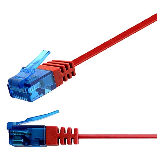 Ligawo 1014328.0 Patchkabel RJ45 Netzwerk Cat6a Flachkabel 10-Gigabit (20m) rot
